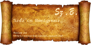 Szűcs Benignusz névjegykártya